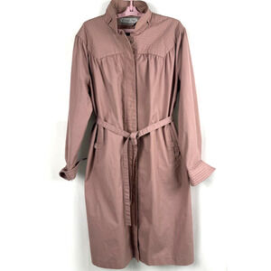 Vintage Bryant Park Women Trench coat Jacket 80s Long Sleeve Lined Belt Sz 16.5